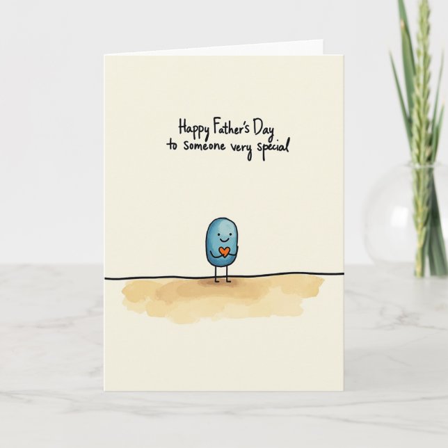 Lovable Blue Character Fathers Day Card (Front)