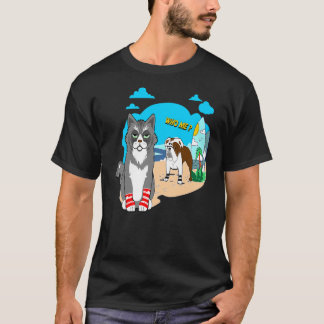 Lovable Bull Dog Scrappy Cat T Shirt Surfs Up