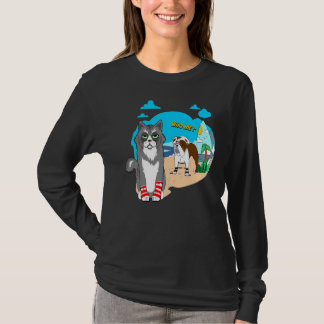 Lovable Bull Dog Scrappy Cat T Shirt Surfs Up