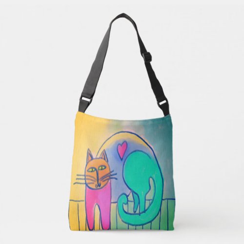 Lovable Cat Abstract Painting Crossbody Bag