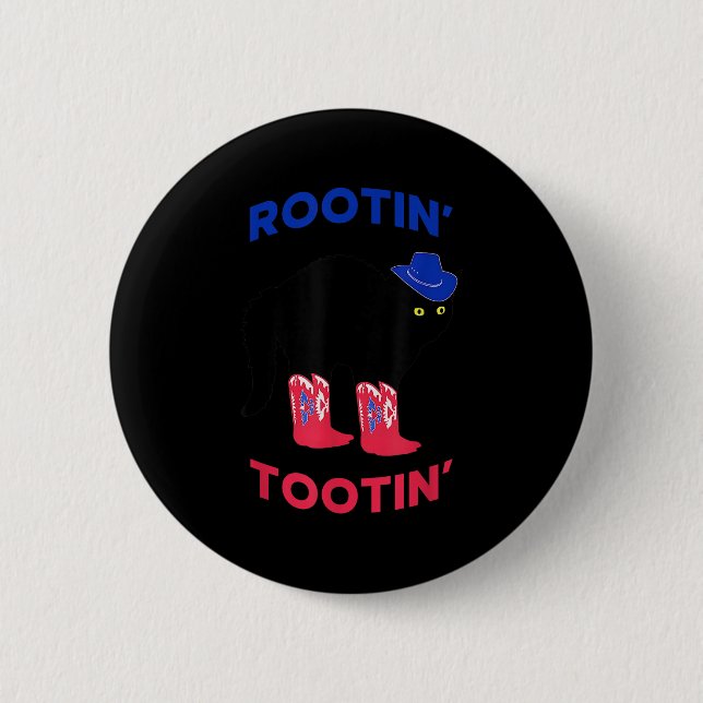 Lovable Cowboy Cat, Rootin Tootin Cat  Button (Front)