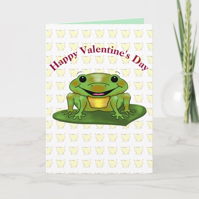 Lovable Frog Happy Valentine's Day Card (Front)