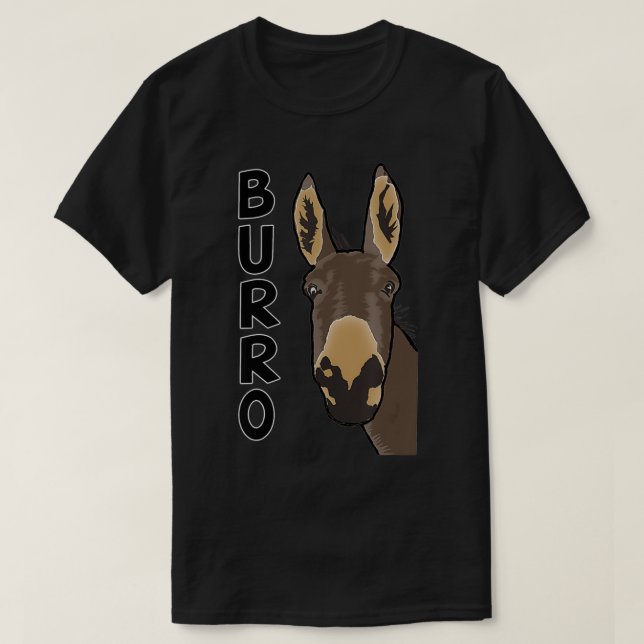 Lovable Funny Face Furry Burro Farm Animal Portrai T-Shirt (Design Front)