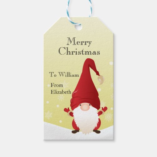 Lovable Gnome Merry Christmas Gift Tags