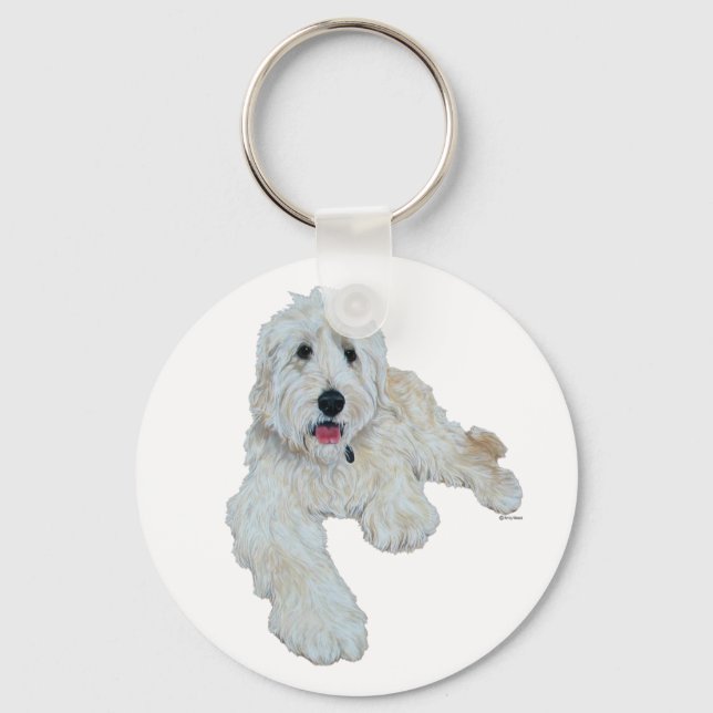 Lovable Goldendoodle Keychain (Front)
