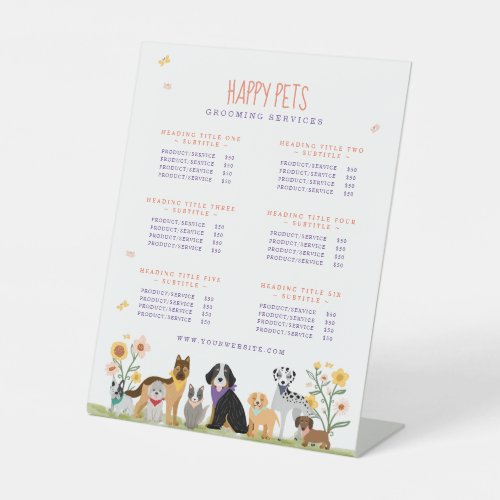 Lovable Happy Pet Care  Grooming Service Prices Pedestal Sign