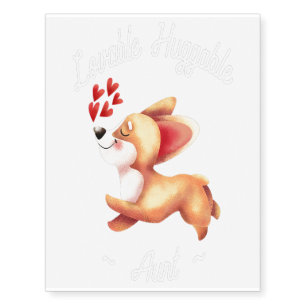 Lovable Huggable Aunt Corgi with Hearts Gifts Temporary Tattoos