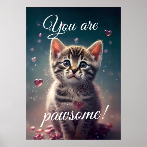 Lovable Little Kitten _ You are pawsome Poster