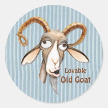 Lovable Old Goat Classic Round Sticker by Spice at Zazzle