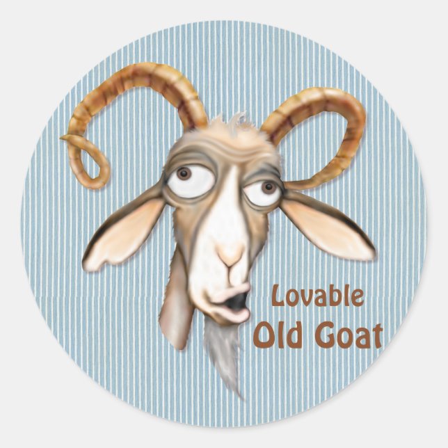 Lovable Old Goat Classic Round Sticker (Front)