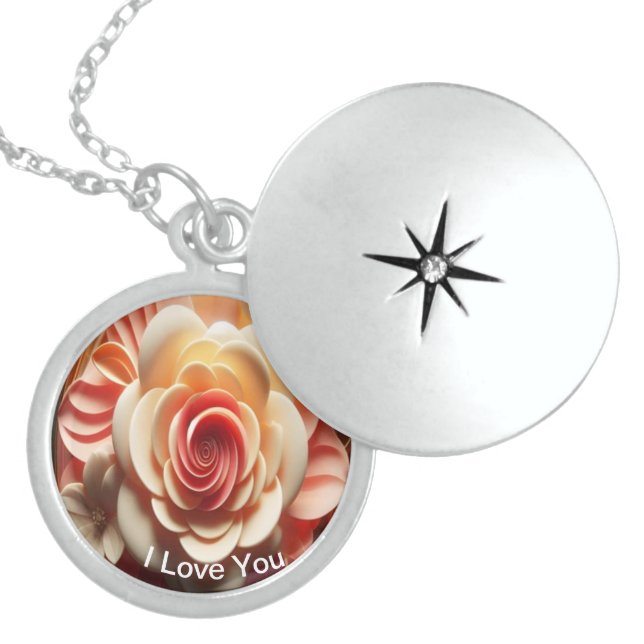 Lovable Red Rose color Locket Necklace (Front)