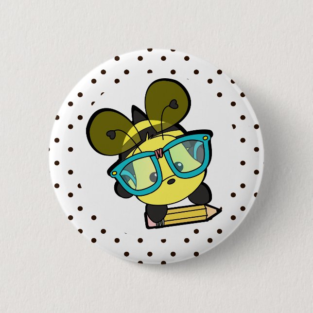 Lovable Smarty Bee Pinback Button (Front)
