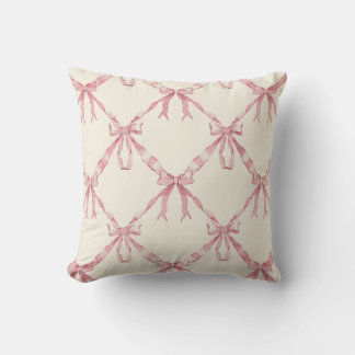 Lovanna Ribbon Trellis, pink Throw Pillow