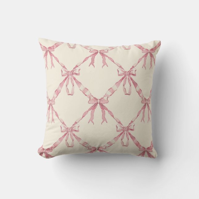 Lovanna Ribbon Trellis, pink Throw Pillow (Front)