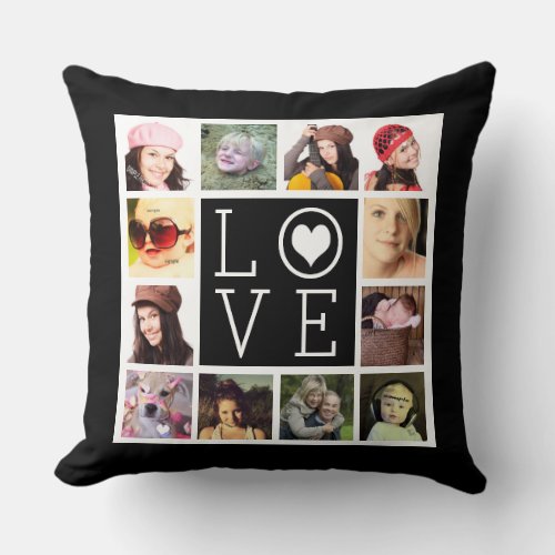 LOVE 12 Instagram Photo Collage Throw Pillow