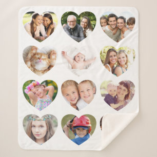 Love 12 Photo Heart Collage Sherpa Blanket