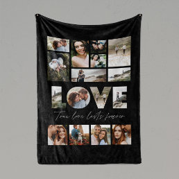 Love 16 photo modern minimal personalised gift fle fleece blanket