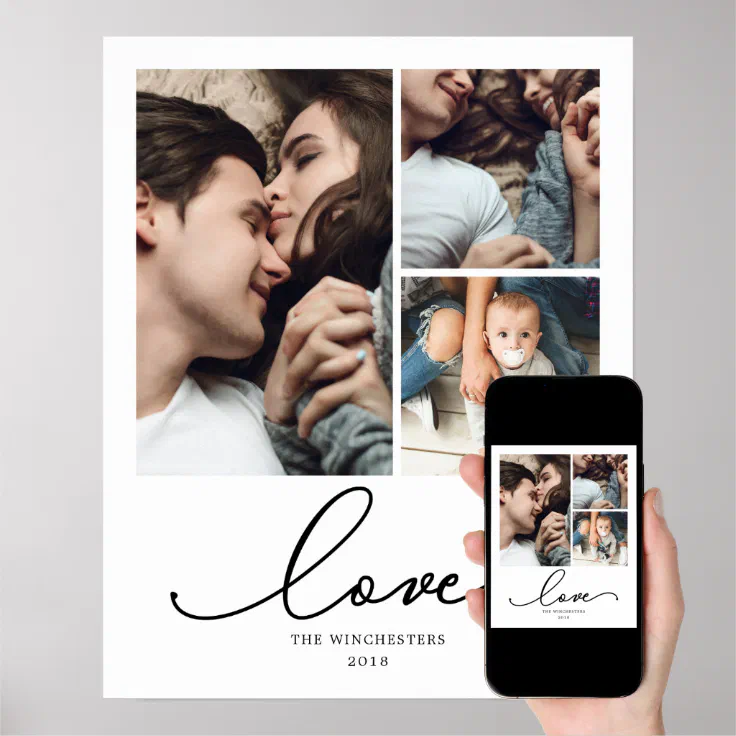 Love 16x20 3 Photo Collage Poster | Zazzle