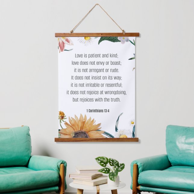 Love, 1 Corinthians 13:4, Hanging Tapestry (Living Room)