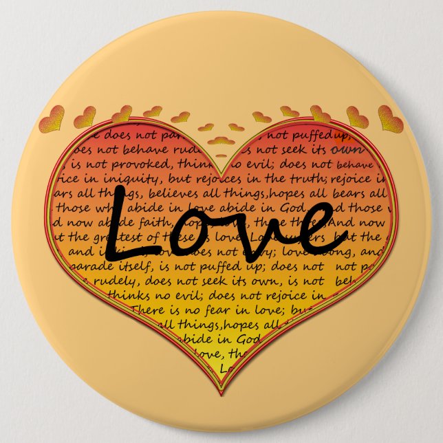 Love 1 Corinthians 13 Hearts Button (Front)
