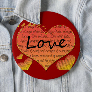 Love 1 Corinthians 13 Hearts Button