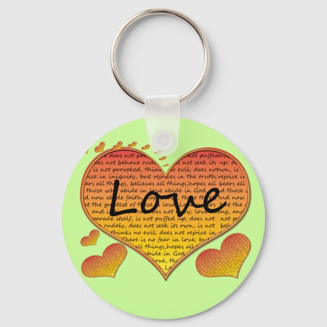 Love 1 Corinthians 13 Hearts Keychain (Front)