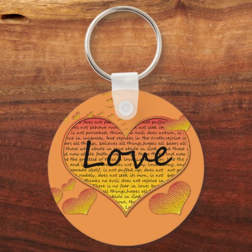 Love 1 Corinthians 13 Hearts Keychain