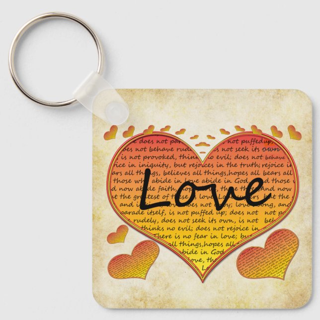 Love 1 Corinthians 13 Hearts Keychain (Front)
