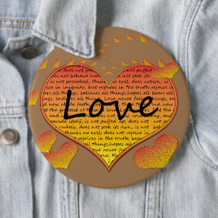 Love 1 Corinthians 13 Hearts Pinback Button