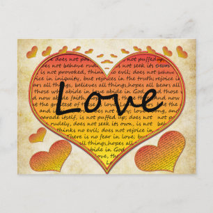 Love 1 Corinthians 13 Hearts Postcard