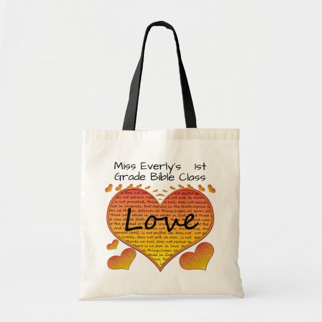 Love 1 Corinthians 13 Hearts Tote Bag (Front)