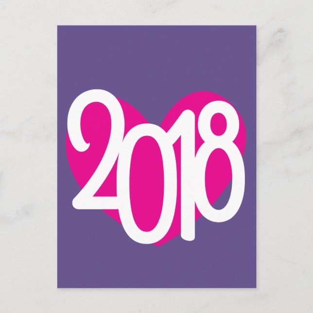 Love 2018 pink heart postcard (Front)