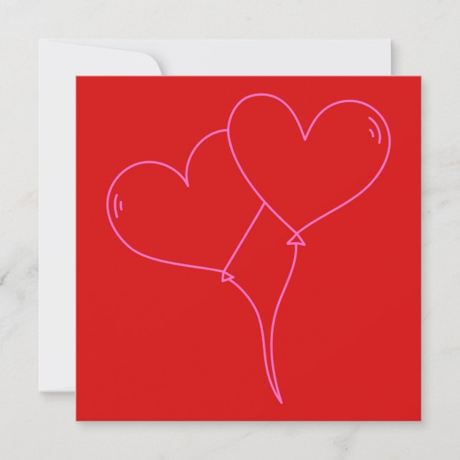 LOVE 2 Hearts Valentine Designer Square Note Card (Front)