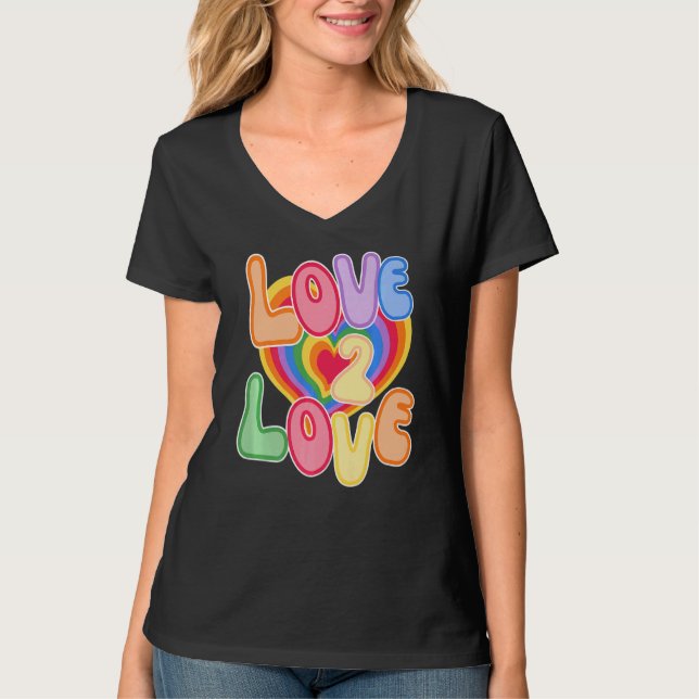 Love 2 Love Rainbow Aesthetic Summer T-Shirt (Front)