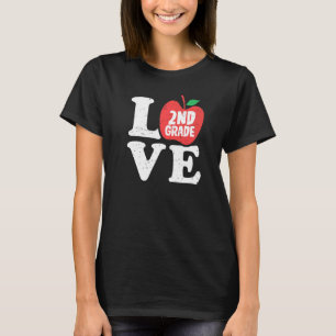 Love 2nd Grade Apple Second Grader Student Teacher T-Shirt