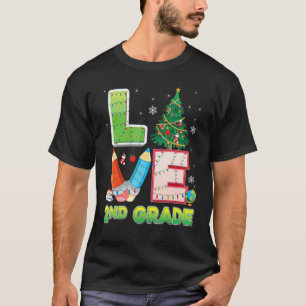 Love 2nd Grade Christmas Tree Second Teacher Stude T-Shirt