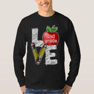 Love 2nd Second Grade Apple  Back To School Teache T-Shirt