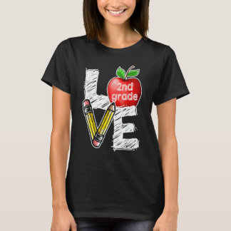 Love 2nd Second Grade Apple  Back To School Teache T-Shirt