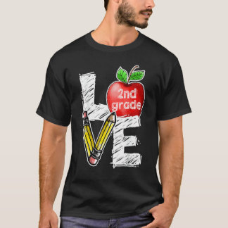 Love 2nd Second Grade Apple  Back To School Teache T-Shirt