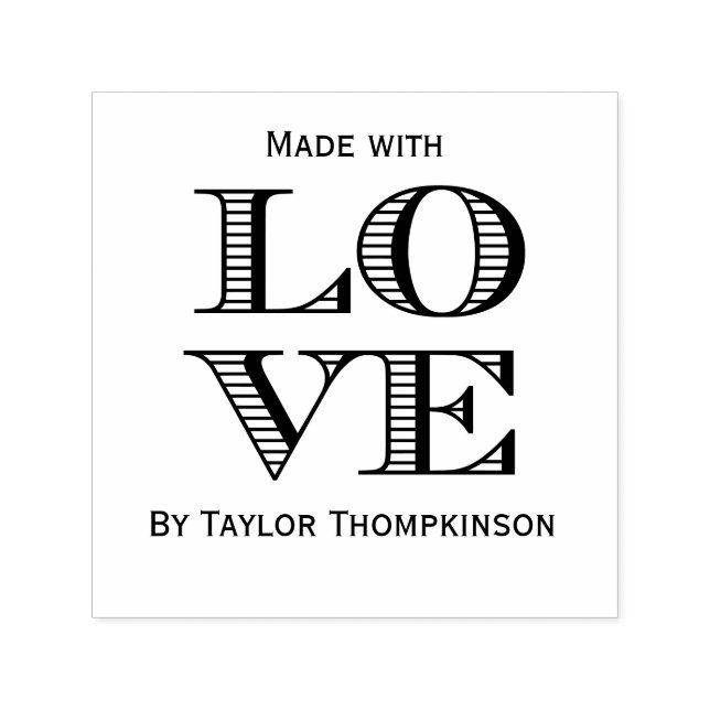 LOVE 2x2 Block Typography - Made With Love Self-inking Stamp (Design)