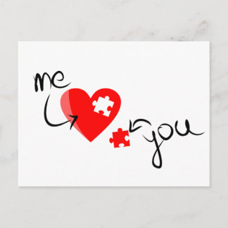 love-349631  RED PUZZLE HEART ME YOU MISSING YOU S Postcard