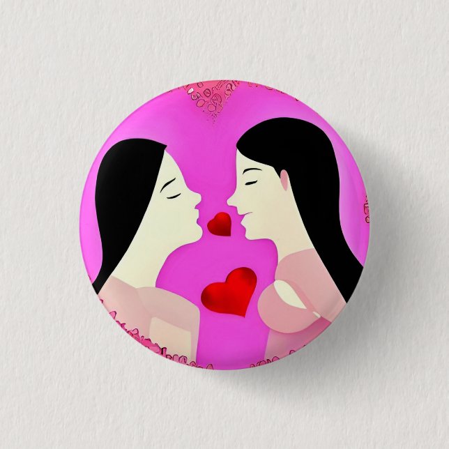 Love 3 Cm Round Badge Button (Front)