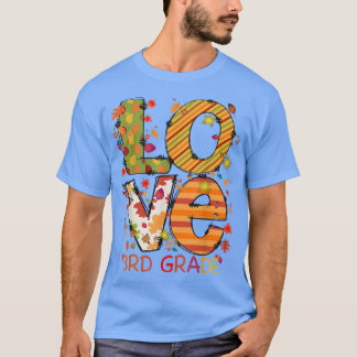Love 3rd Grade Happy Fall Yall Autumn Teacher Stud T-Shirt