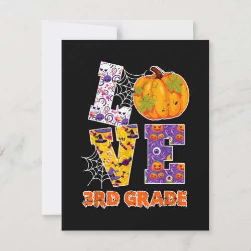 Love 3rd Grade Teacher School Halloween Gift Note Card