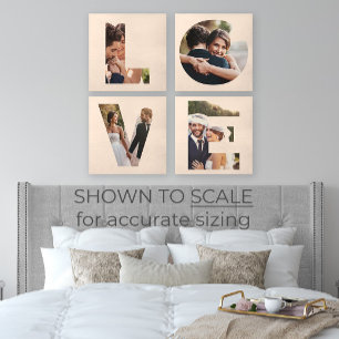 LOVE 4 Photo Collage Cutout Wedding Keepsake Wood Photo Tile