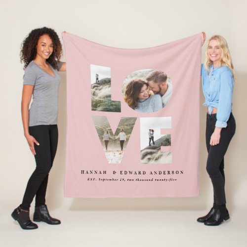 Love 4 photo girly pink modern personalised gift fleece blanket