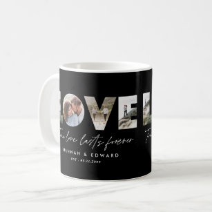 Love 4 photo modern minimal personalised black coffee mug