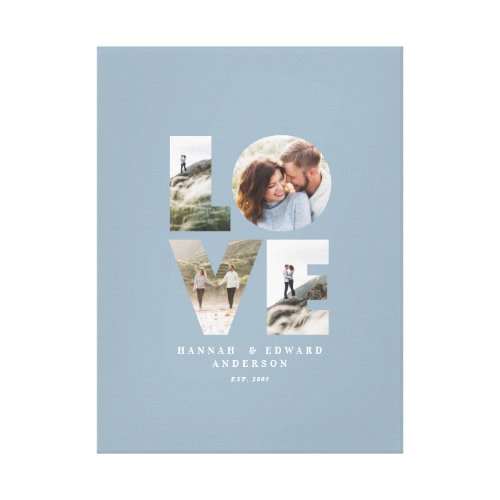 Love 4 photo modern minimal personalised gift blue