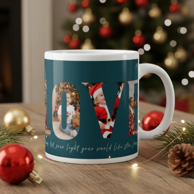 Love 4 photo modern minimal personalised gift coff giant coffee mug (Creator Uploaded)
