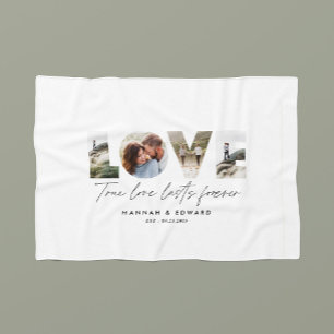 Love 4 photo modern minimal personalised gift fleece blanket